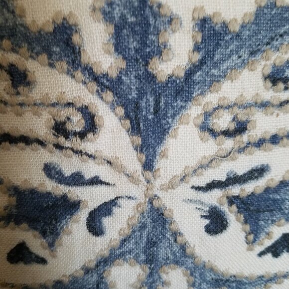 Pottery Barn Reilley Blue/Off White Embroidered Pillow Covers 22" (two) - Picture 2 of 8